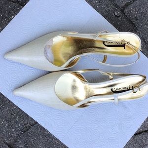 J Renee snake skin winter white pump slingbacks